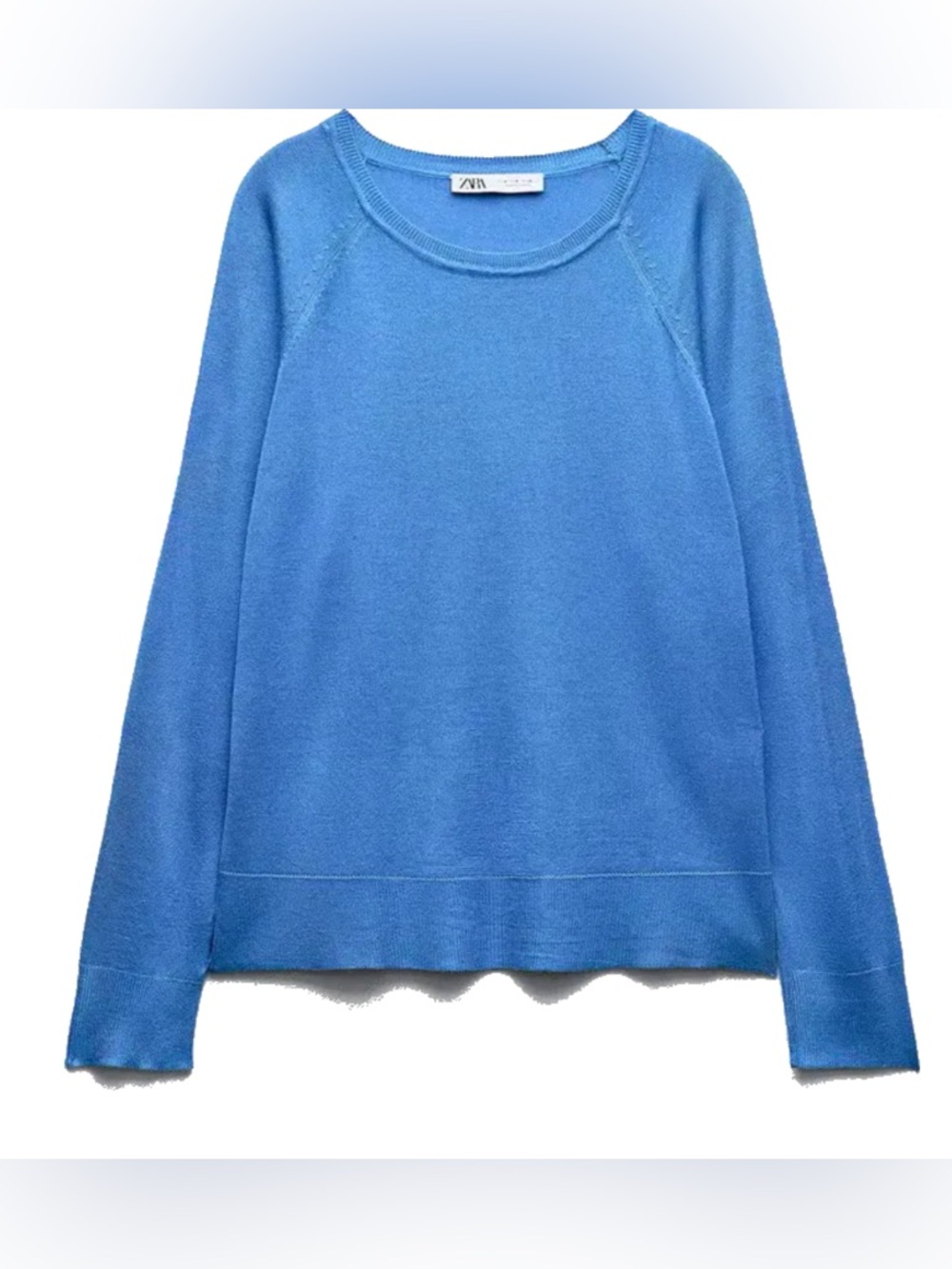 🌺 2/$20 Zara bright blue crew neck sweater size small cotton blend